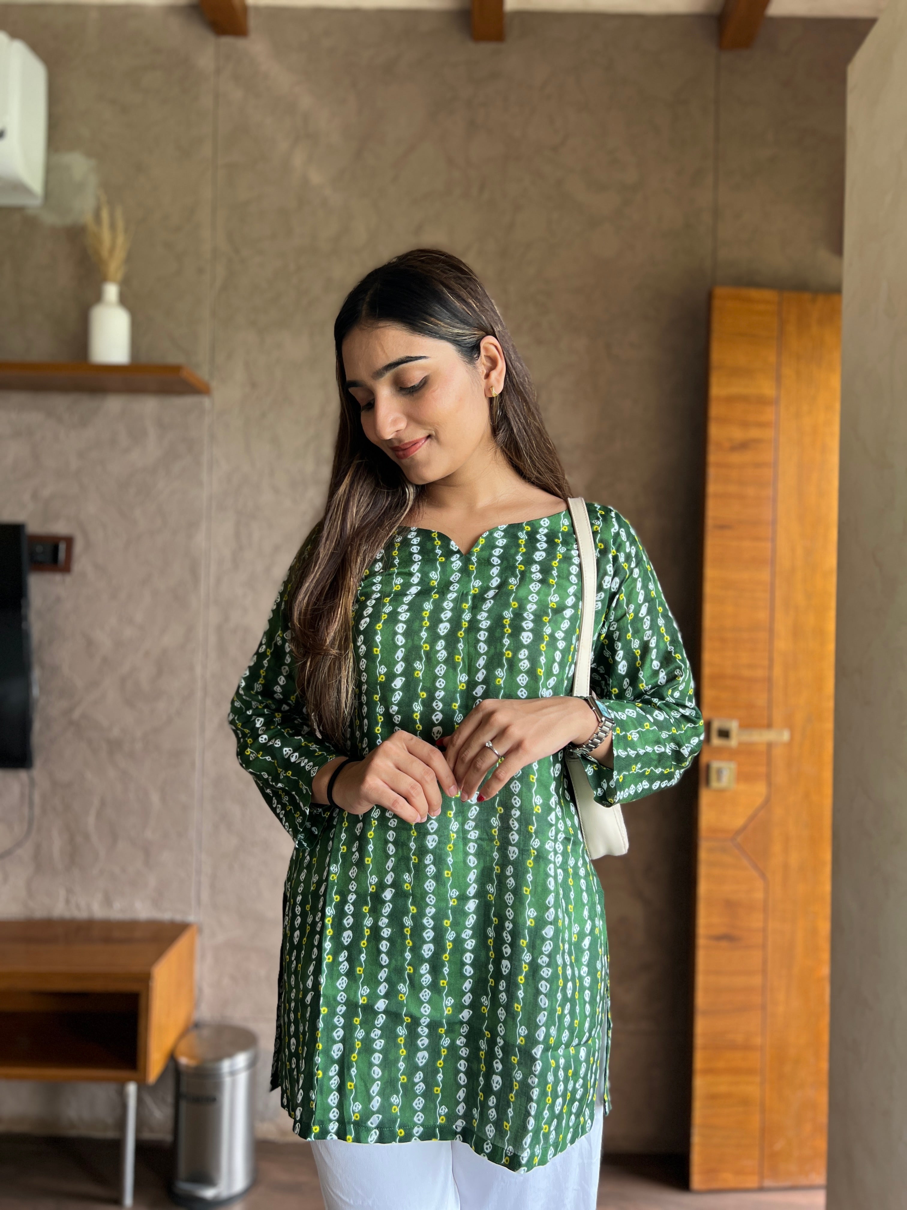 Emerald Charm Printed Short Kurti