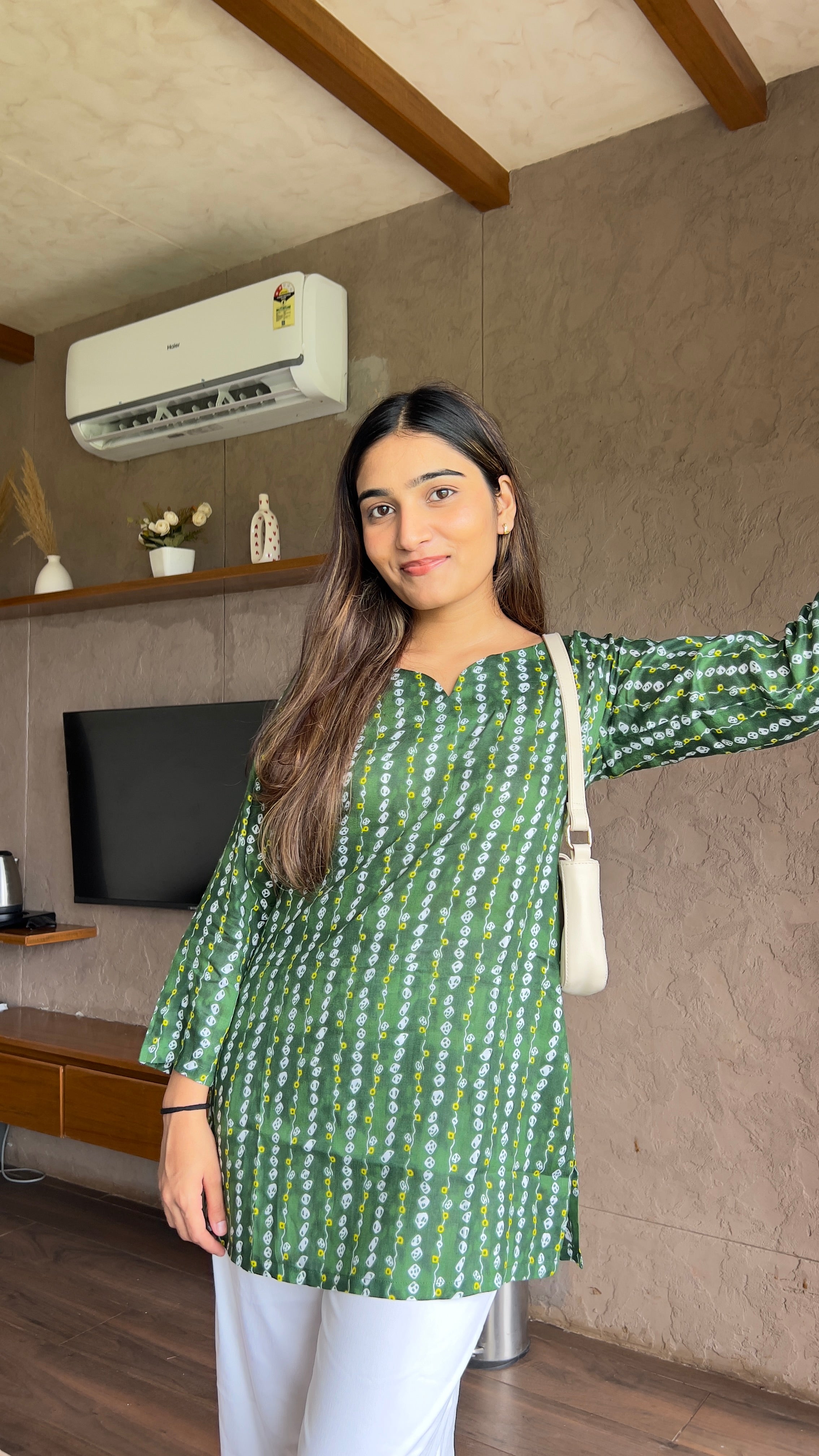 Emerald Charm Printed Short Kurti