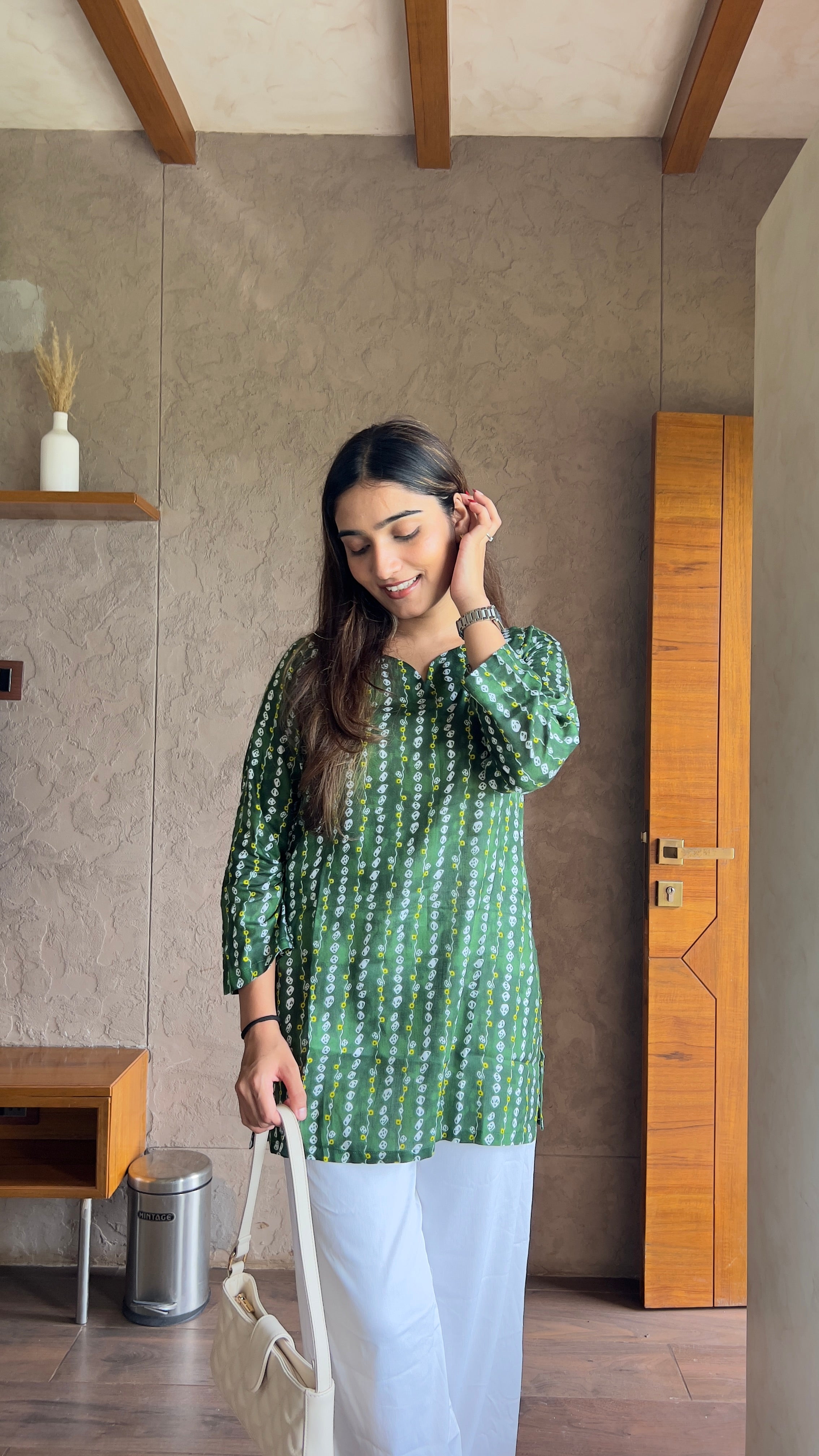 Emerald Charm Printed Short Kurti