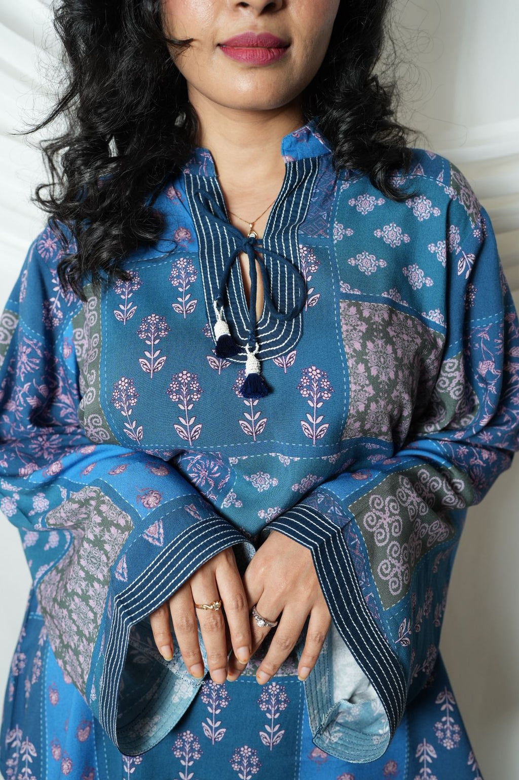 Blue Patchwork Printed Co - ord Set - CORD SET - Rever