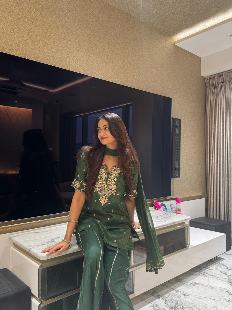 Emerald Green Gota Embroidered Gharara Set - Gharara Set - Rever