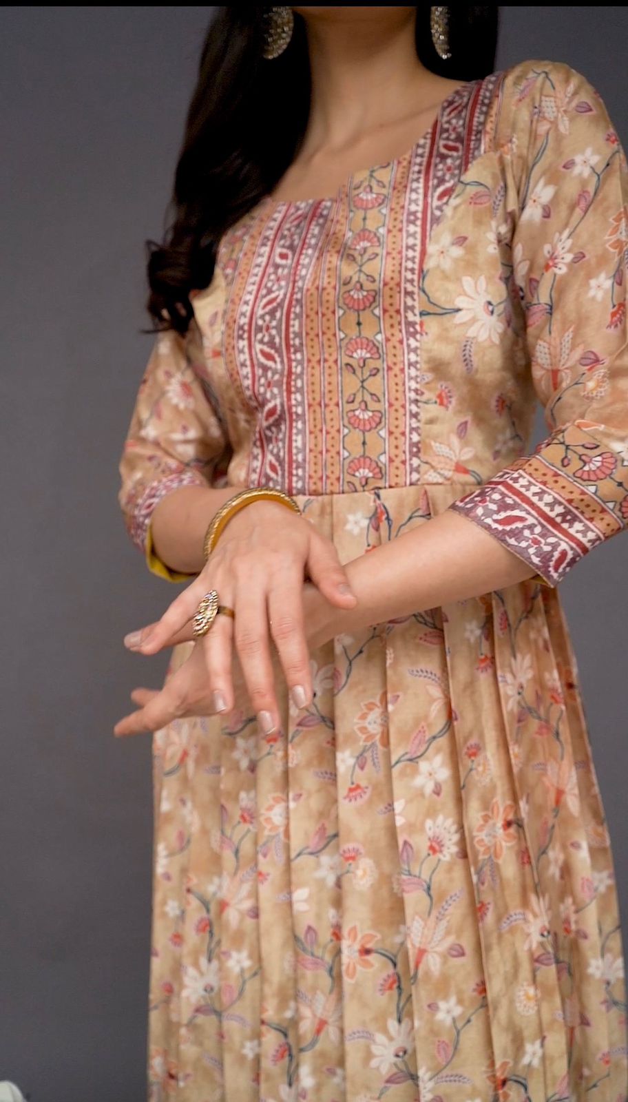 Floral Beige Gown - GOWN - Rever